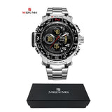 Mizums Brand Quartz Watch Men's Sport Watches Men Steel Band Military Clock Waterproof Gold LED Digital Watch Relogio Masculino