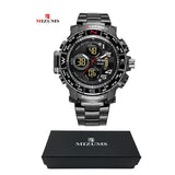 Mizums Brand Quartz Watch Men's Sport Watches Men Steel Band Military Clock Waterproof Gold LED Digital Watch Relogio Masculino