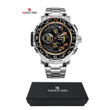 Mizums Brand Quartz Watch Men's Sport Watches Men Steel Band Military Clock Waterproof Gold LED Digital Watch Relogio Masculino