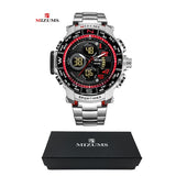 Mizums Brand Quartz Watch Men's Sport Watches Men Steel Band Military Clock Waterproof Gold LED Digital Watch Relogio Masculino