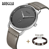 BAOGELA Top Luxury Brand Men's Quartz Watch Leather Strap Simple Watches Men Ultra-thin Fashion Business Analogue Fashion Clock