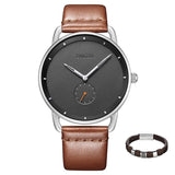 BAOGELA Top Luxury Brand Men's Quartz Watch Leather Strap Simple Watches Men Ultra-thin Fashion Business Analogue Fashion Clock