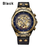 Steampunk Bronze Automatic Watch Men Mechanical Watches Vintage Retro Leather Transparent Skeleton Watch Man Clock montre homme