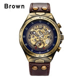 Steampunk Bronze Automatic Watch Men Mechanical Watches Vintage Retro Leather Transparent Skeleton Watch Man Clock montre homme