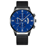 Fashion Men Military Sport Watch Black Mesh Band Stainless Steel Quartz Watches Luxury Date Man Wristwatch Relogio Masculino