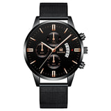 Fashion Men Military Sport Watch Black Mesh Band Stainless Steel Quartz Watches Luxury Date Man Wristwatch Relogio Masculino