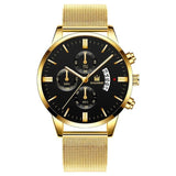Fashion Men Military Sport Watch Black Mesh Band Stainless Steel Quartz Watches Luxury Date Man Wristwatch Relogio Masculino