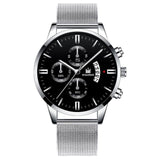 Fashion Men Military Sport Watch Black Mesh Band Stainless Steel Quartz Watches Luxury Date Man Wristwatch Relogio Masculino