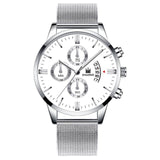 Fashion Men Military Sport Watch Black Mesh Band Stainless Steel Quartz Watches Luxury Date Man Wristwatch Relogio Masculino