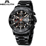 MEGALITH Watches Mens Waterproof Analogue Clock Fashion Stainless Steel Waterproof Luminous Watch Men Sports Relogio Masculino