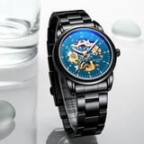 2019 New Winner Black Golden Retro Luminous Hands Fashion Diamond Display Mens Mechanical Skeleton Wrist Watches Top Brand Luxur