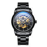 2019 New Winner Black Golden Retro Luminous Hands Fashion Diamond Display Mens Mechanical Skeleton Wrist Watches Top Brand Luxur