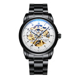 2019 New Winner Black Golden Retro Luminous Hands Fashion Diamond Display Mens Mechanical Skeleton Wrist Watches Top Brand Luxur