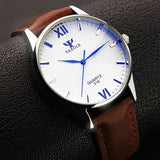 YAZOLE Blue Glass Watch Men Watch Fashion Men's Watch Waterproof Leather Mens Watches Clock reloj hombre relogio masculino