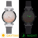 Women Magnet Buckle Gradient Starry Sky Watch Luminous Arabic Numbers Watch Luxury Ladies Stainless Steel Quartz Watch