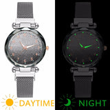 Women Magnet Buckle Gradient Starry Sky Watch Luminous Arabic Numbers Watch Luxury Ladies Stainless Steel Quartz Watch