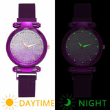 Women Magnet Buckle Gradient Starry Sky Watch Luminous Arabic Numbers Watch Luxury Ladies Stainless Steel Quartz Watch