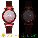 Women Magnet Buckle Gradient Starry Sky Watch Luminous Arabic Numbers Watch Luxury Ladies Stainless Steel Quartz Watch