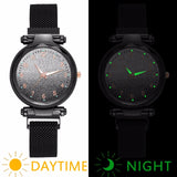 Women Magnet Buckle Gradient Starry Sky Watch Luminous Arabic Numbers Watch Luxury Ladies Stainless Steel Quartz Watch