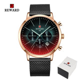 2019 New Fashion Color Bright Glass Watch Men Top Luxury Brand Chronograph Men's Stainless Steel Business Clock Men Wrist Watch
