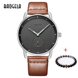 BAOGELA Top Luxury Brand Men's Quartz Watch Leather Strap Simple Watches Men Ultra-thin Fashion Business Analogue Fashion Clock