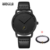 BAOGELA Top Luxury Brand Men's Quartz Watch Leather Strap Simple Watches Men Ultra-thin Fashion Business Analogue Fashion Clock