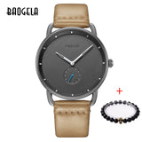 BAOGELA Top Luxury Brand Men's Quartz Watch Leather Strap Simple Watches Men Ultra-thin Fashion Business Analogue Fashion Clock