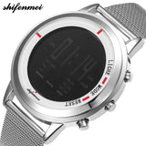 shifenmei S1134 Men Watches Fashion LED Electronic Silver digital  Watch Tungsten Steel Clock Waterproof Outdoor Men Wristwatch