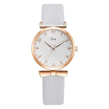 Women Watches Bracelet Set Flowers Ladies Bracelet Watch Casual Leather Quartz Wristwatch 2pcs Set Clock Gifts Relogio Feminino