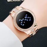 Luxury Digital Magnet Watches For Women Rose Gold Stainless Steel Dress LED Quartz Watch Female Clock Relogio Feminino Drop Ship