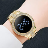 Luxury Digital Magnet Watches For Women Rose Gold Stainless Steel Dress LED Quartz Watch Female Clock Relogio Feminino Drop Ship
