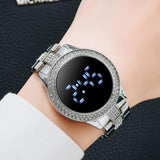 Luxury Digital Magnet Watches For Women Rose Gold Stainless Steel Dress LED Quartz Watch Female Clock Relogio Feminino Drop Ship