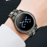 Luxury Digital Magnet Watches For Women Rose Gold Stainless Steel Dress LED Quartz Watch Female Clock Relogio Feminino Drop Ship