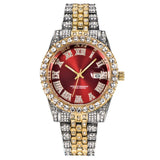 ALLICEONYOU New Gold Silver Color Cubic Zirconia Watches Hip Hop Fashion High Quality Diamond Bracelet Stainless Steel  For Gift