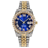 ALLICEONYOU New Gold Silver Color Cubic Zirconia Watches Hip Hop Fashion High Quality Diamond Bracelet Stainless Steel  For Gift