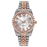 ALLICEONYOU New Gold Silver Color Cubic Zirconia Watches Hip Hop Fashion High Quality Diamond Bracelet Stainless Steel  For Gift