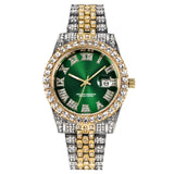 ALLICEONYOU New Gold Silver Color Cubic Zirconia Watches Hip Hop Fashion High Quality Diamond Bracelet Stainless Steel  For Gift