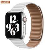Silicone/Leather Link For Apple watch band 40mm 44mm 42mm 38mm 42 mm 1:1 Magnetic Loop bracelet iWatch series 6 5 4 3 SE strap