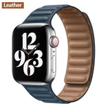 Silicone/Leather Link For Apple watch band 40mm 44mm 42mm 38mm 42 mm 1:1 Magnetic Loop bracelet iWatch series 6 5 4 3 SE strap