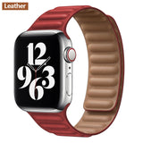 Silicone/Leather Link For Apple watch band 40mm 44mm 42mm 38mm 42 mm 1:1 Magnetic Loop bracelet iWatch series 6 5 4 3 SE strap