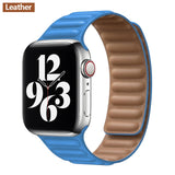 Silicone/Leather Link For Apple watch band 40mm 44mm 42mm 38mm 42 mm 1:1 Magnetic Loop bracelet iWatch series 6 5 4 3 SE strap