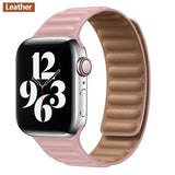 Silicone/Leather Link For Apple watch band 40mm 44mm 42mm 38mm 42 mm 1:1 Magnetic Loop bracelet iWatch series 6 5 4 3 SE strap