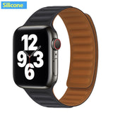 Silicone/Leather Link For Apple watch band 40mm 44mm 42mm 38mm 42 mm 1:1 Magnetic Loop bracelet iWatch series 6 5 4 3 SE strap