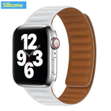 Silicone/Leather Link For Apple watch band 40mm 44mm 42mm 38mm 42 mm 1:1 Magnetic Loop bracelet iWatch series 6 5 4 3 SE strap