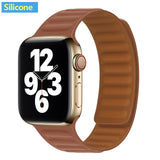Silicone/Leather Link For Apple watch band 40mm 44mm 42mm 38mm 42 mm 1:1 Magnetic Loop bracelet iWatch series 6 5 4 3 SE strap