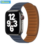 Silicone/Leather Link For Apple watch band 40mm 44mm 42mm 38mm 42 mm 1:1 Magnetic Loop bracelet iWatch series 6 5 4 3 SE strap