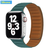 Silicone/Leather Link For Apple watch band 40mm 44mm 42mm 38mm 42 mm 1:1 Magnetic Loop bracelet iWatch series 6 5 4 3 SE strap