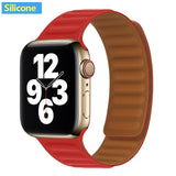 Silicone/Leather Link For Apple watch band 40mm 44mm 42mm 38mm 42 mm 1:1 Magnetic Loop bracelet iWatch series 6 5 4 3 SE strap