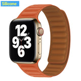 Silicone/Leather Link For Apple watch band 40mm 44mm 42mm 38mm 42 mm 1:1 Magnetic Loop bracelet iWatch series 6 5 4 3 SE strap