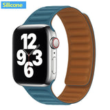 Silicone/Leather Link For Apple watch band 40mm 44mm 42mm 38mm 42 mm 1:1 Magnetic Loop bracelet iWatch series 6 5 4 3 SE strap